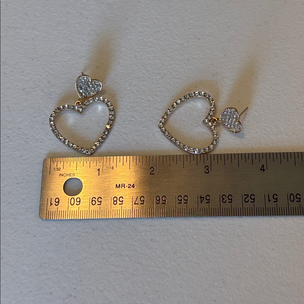 Gold Heart Earrings - Picture 9 of 9